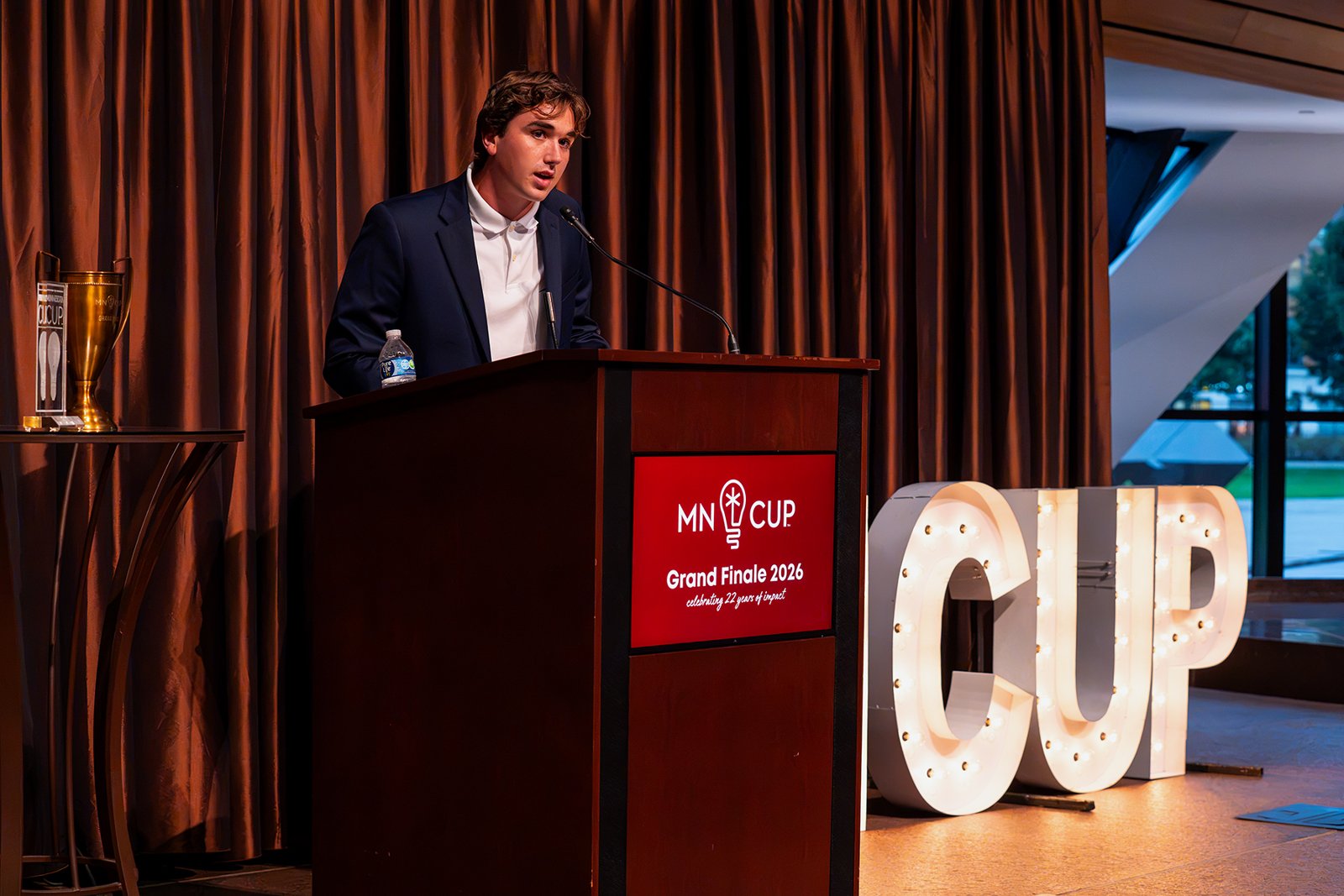Conner Couet presenting Fledge Outdoors at the 2026 MN Cup Grand Finale